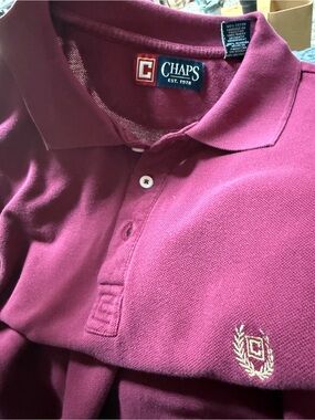 Chaps - Men's Wine long sleeve Polo Shirt (xl)